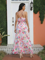 Sexy Kleid mit Print und Kreuzausschnitt und Schlitz