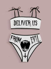 Sexy Punk Letter Bikini Swimsuit