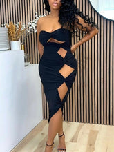 Strapless Cut-out Pleated Dress