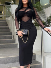 Vestido de gasa transparente de manga larga