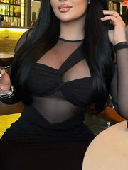 Durchsichtiges Langarmkleid aus Gaze