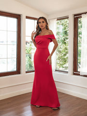 Strapless Solid Color Evening Dress