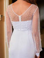 Trägerloses Netzperlen-Wickelkleid für die Hüfte, Abendkleid