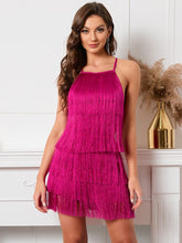 Ärmelloses rückenfreies Partykleid mit Fransen