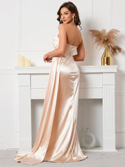 Satin One-Shoulder Rückenfreies Abendkleid mit Schleife