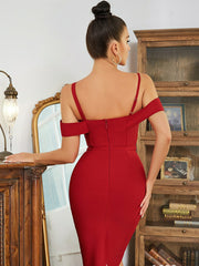 Halter Neck Open Back Hollowed-out Slim Cocktail Dress