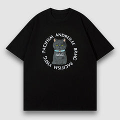 Camiseta con parche con estampado de gato de dibujos animados