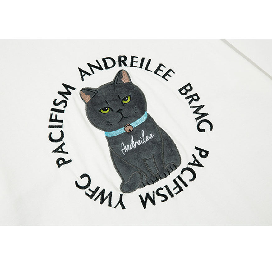 Camiseta con parche con estampado de gato de dibujos animados