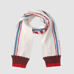 Cartoon Embroidery Striped Scarf