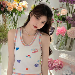 Camiseta sin mangas con bordado dulce