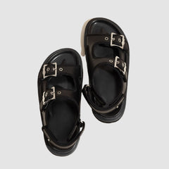 Chunky Sole Buckle Two Strap Sandals