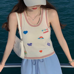 Camiseta sin mangas con bordado dulce