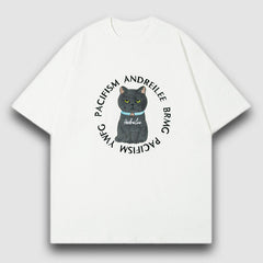 Camiseta con parche con estampado de gato de dibujos animados