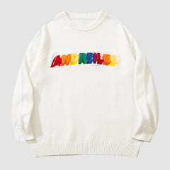 Pullover mit Regenbogen-Buchstabenstickerei