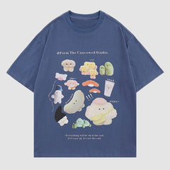 Cartoon Animal Pattern Printed Tee