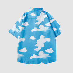 Two Piece Cloud Print Shirt + Shorts