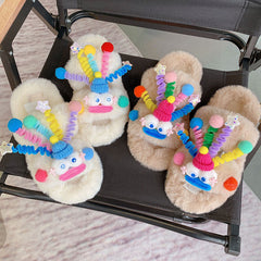 Lindas pantuflas esponjosas con forma de payaso