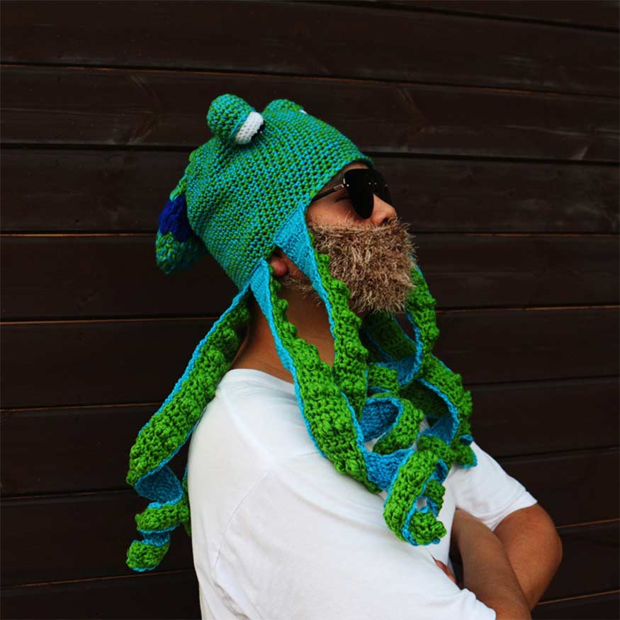 Gorro de punto con cabeza de pulpo