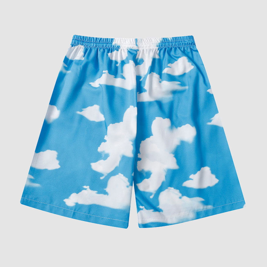 Zweiteiliges Hemd mit Wolkenmuster + Shorts