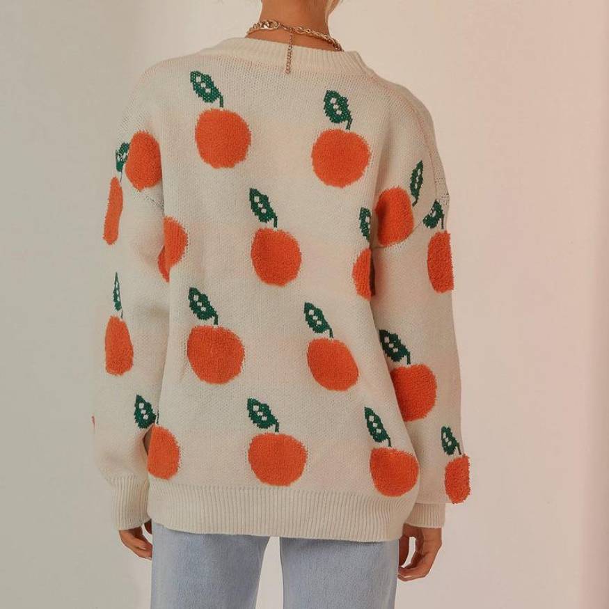 Suéter con estampado naranja bonito