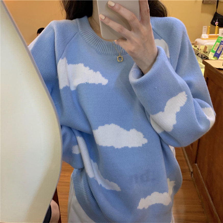 Stylish Cloud Print Sweater