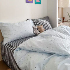 Chloe Pastel Candy Cotton Bedding Set - Blue Dots