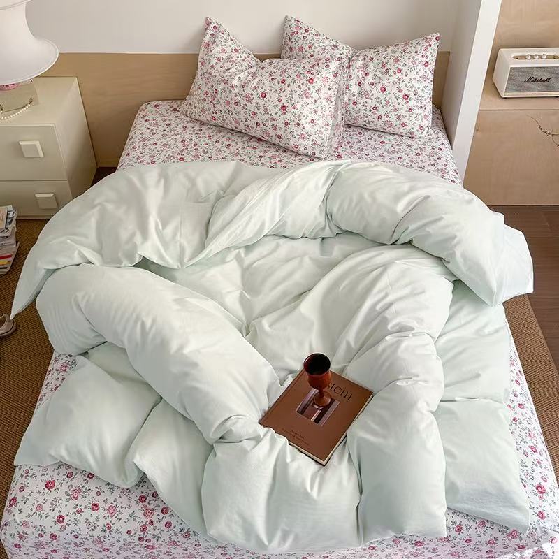 Chloe Pastel Candy Cotton Bedding Set - Pink Plaid