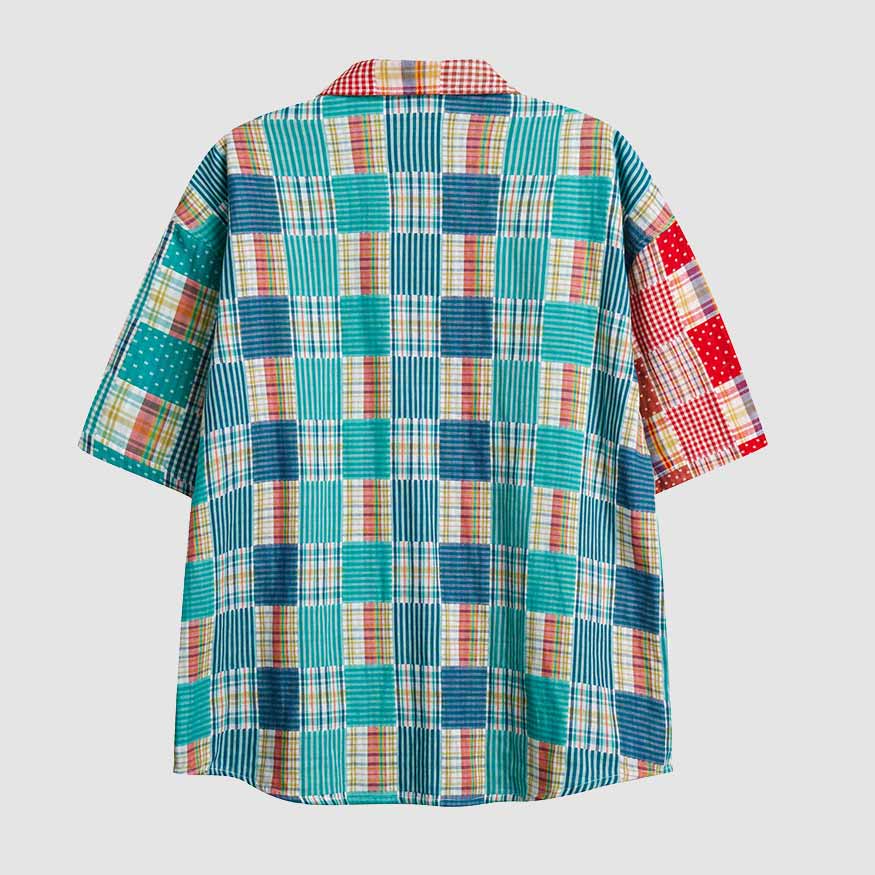 Camisa holgada con paneles a cuadros