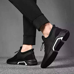 Zapatillas deportivas negras británicas de moda coreana para hombre