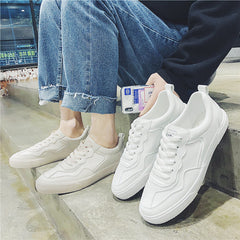 Men's Long-term Korean Street Shooting White Pu Sneakers