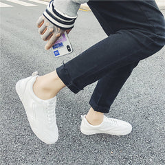 Men's Long-term Korean Street Shooting White Pu Sneakers