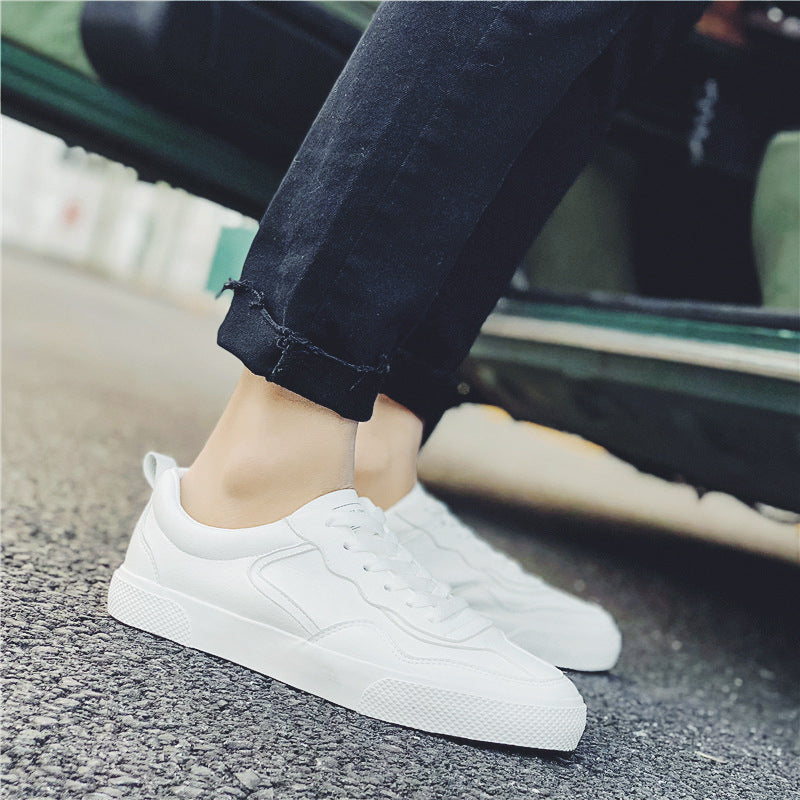 Men's Long-term Korean Street Shooting White Pu Sneakers