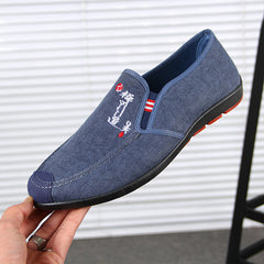 Men's Old Beijing Cloth Low Top Peas Canvas Shoes