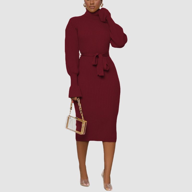 Turtleneck Knitted Strappy Dresses