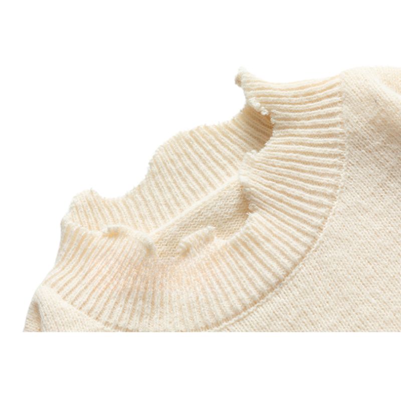 Irregular Raw Edge Knit Pullover