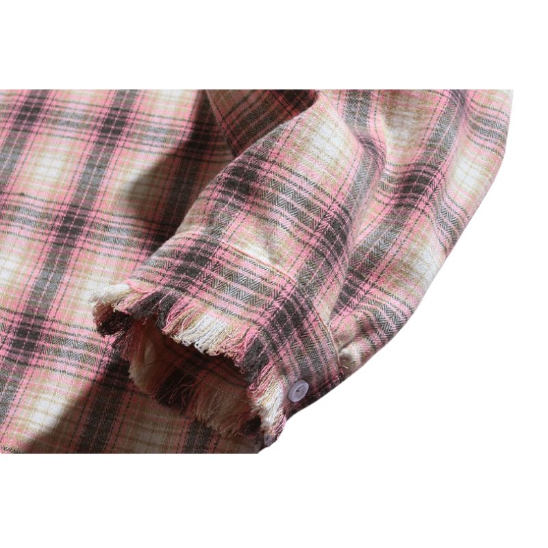 Raw Hem Plaid Shirts