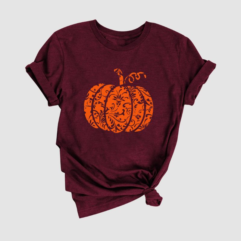 Camiseta estampada con estampado de calabaza de Halloween