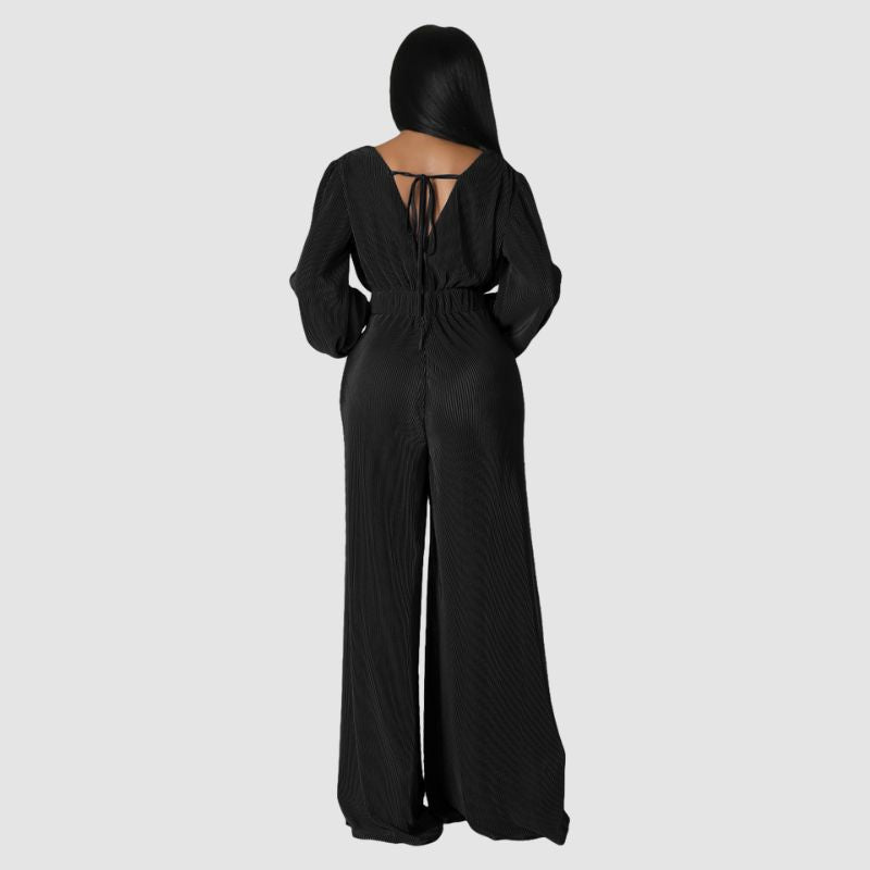 Plissierte Langarm-Jumpsuits