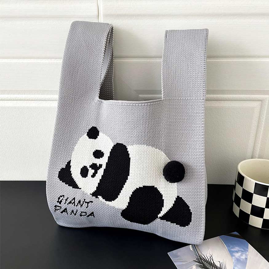 Bolso de punto elegante con diseño de panda