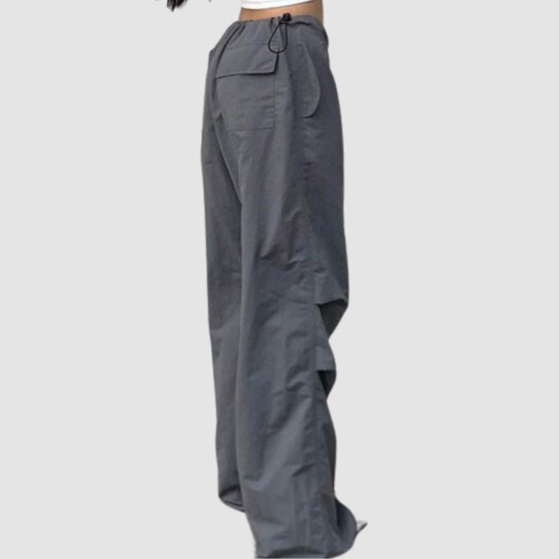 Pleated Loose-fit Parachute Pants