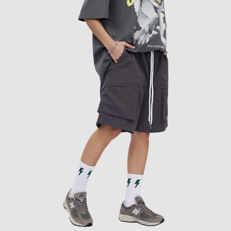 Pocket Patch Drawstring Cargo Shorts