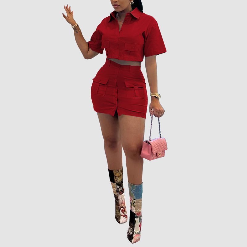 Conjunto de falda cargo de color sólido