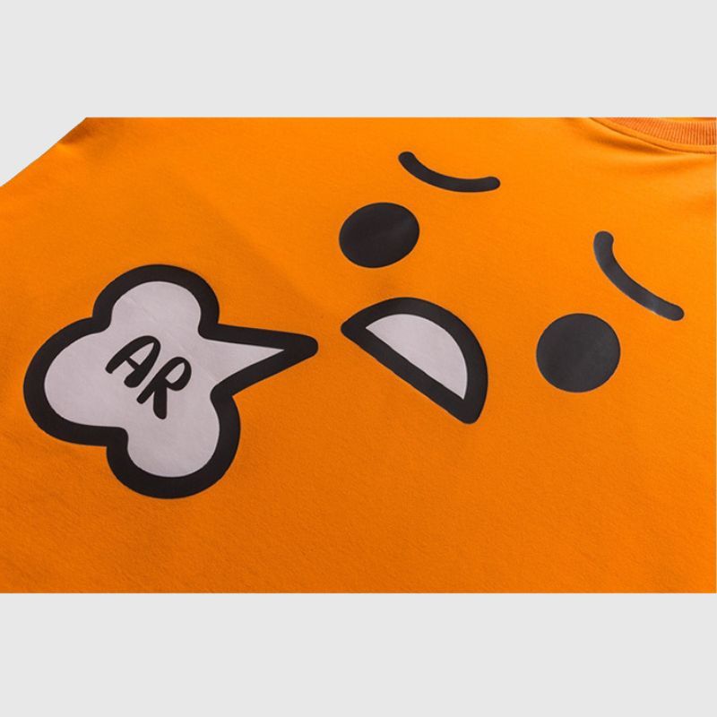 Camiseta estampada con emoticono de dibujos animados