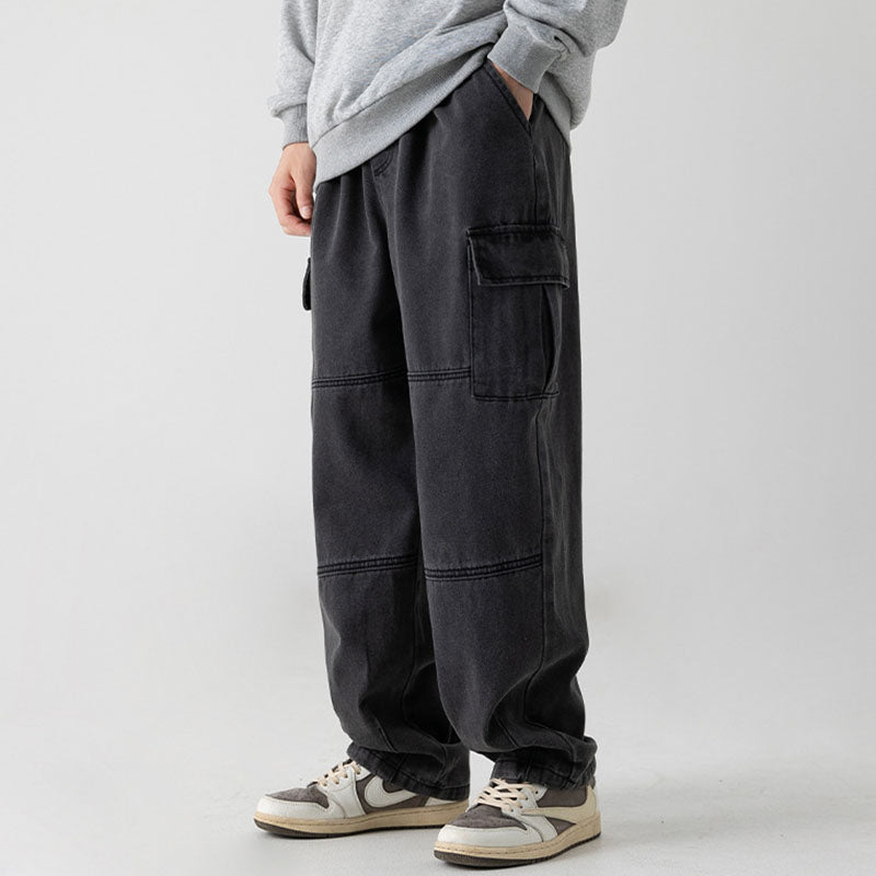 Pocket Patchwork Design Cargo Jeans