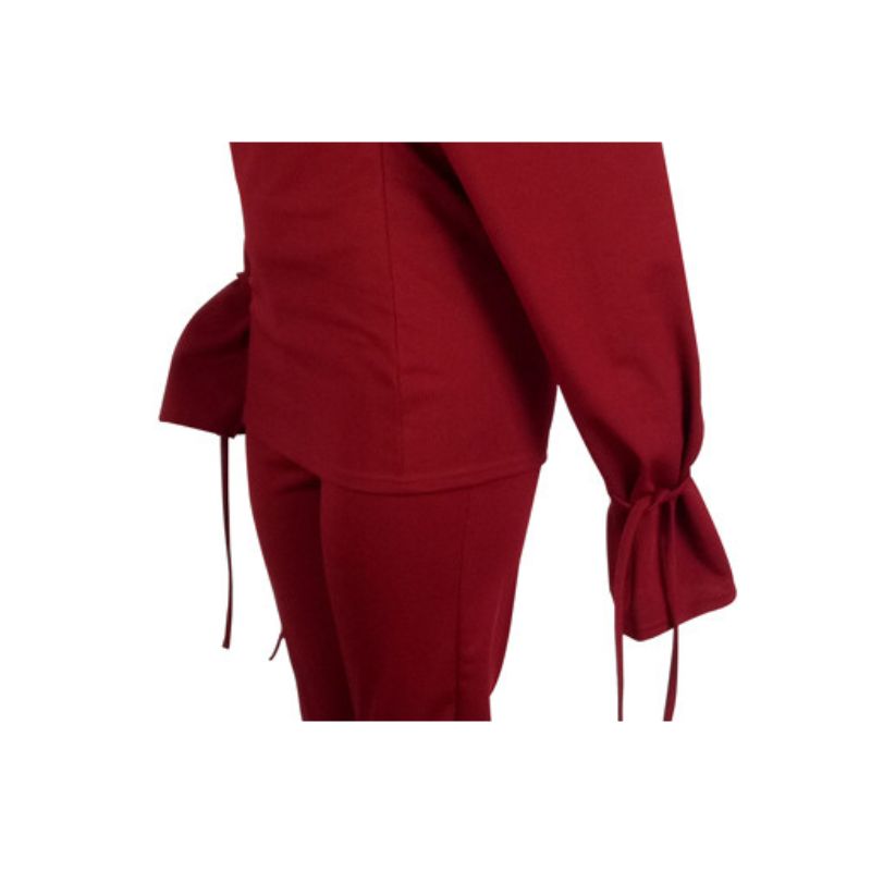 Conjunto de pantalón con diseño de cordón de color sólido