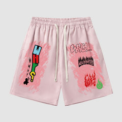 Shorts mit Cartoon-Graffiti