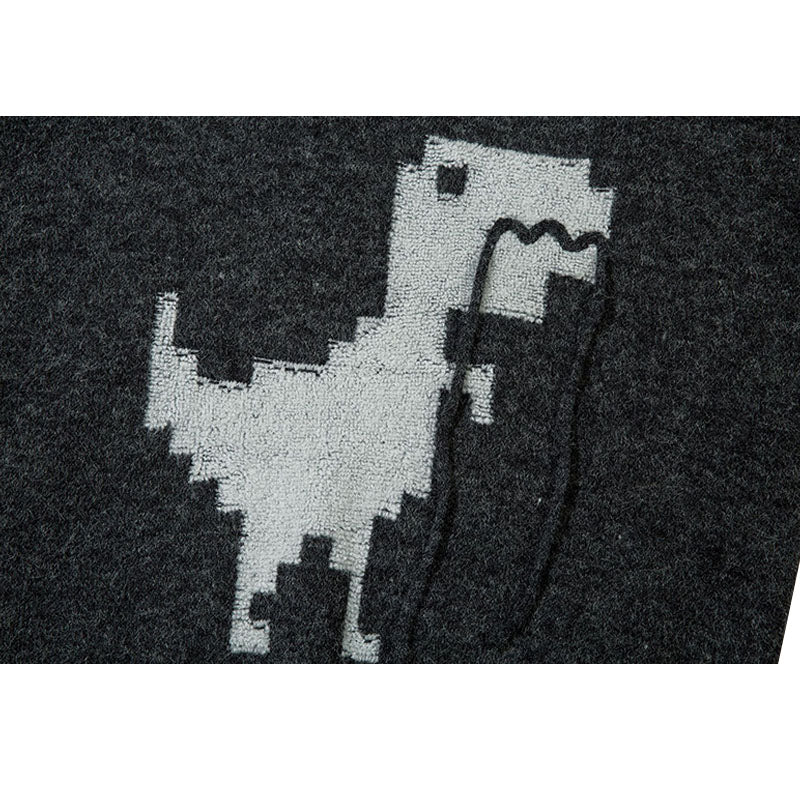 Cartoon Dinosaur Embroidered Pullover