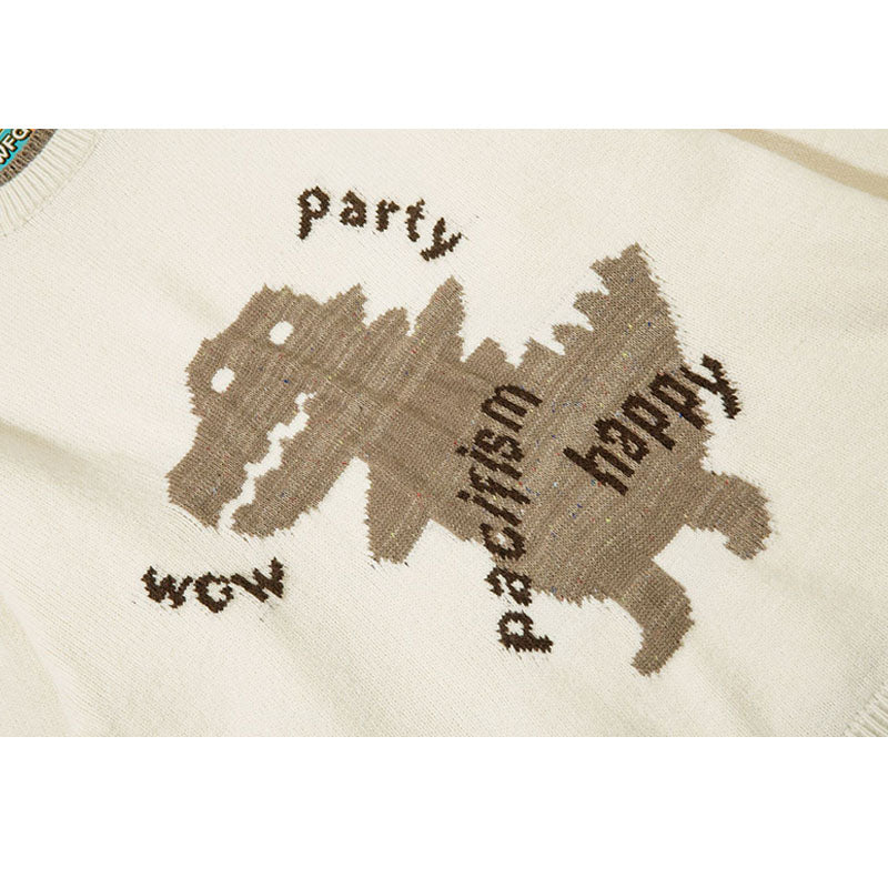 Cartoon Dinosaur Printed Sweater