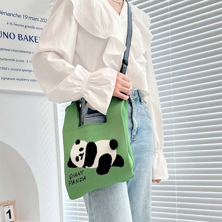 Bolso de punto elegante con diseño de panda