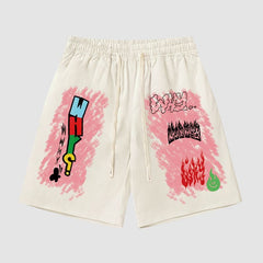 Shorts mit Cartoon-Graffiti